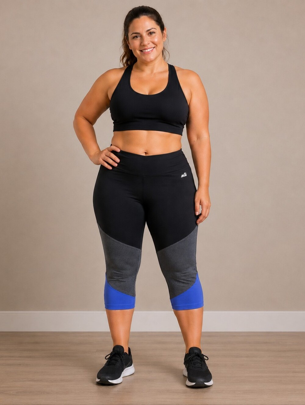 Avia Black and Blue Leggings Gym Active Wear XXL